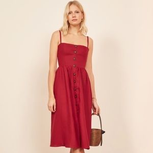 Reformation Button Down Tori Linen Pocket Summer Dress Sz 0